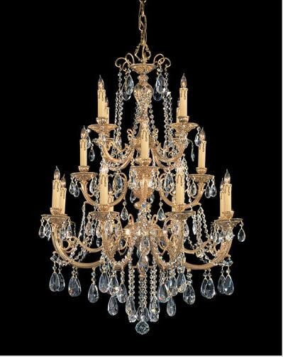 Brass Eight-Light Chandelier with Swarovski Strass Crystal