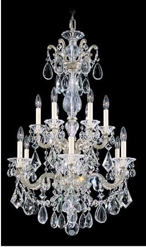 Silver 12-Light Clear Heritage Handcut Crystal Chandelier, 25W x 39H x 25D