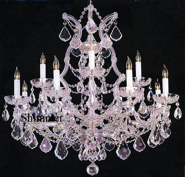 Polished chrome Maria Theresa chandelier dressed with chinese number one crystal