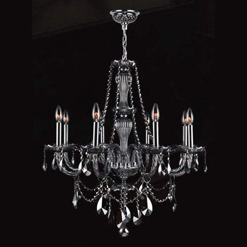 Eight-Light Chrome Finish with Smoke Crystal Chandelier