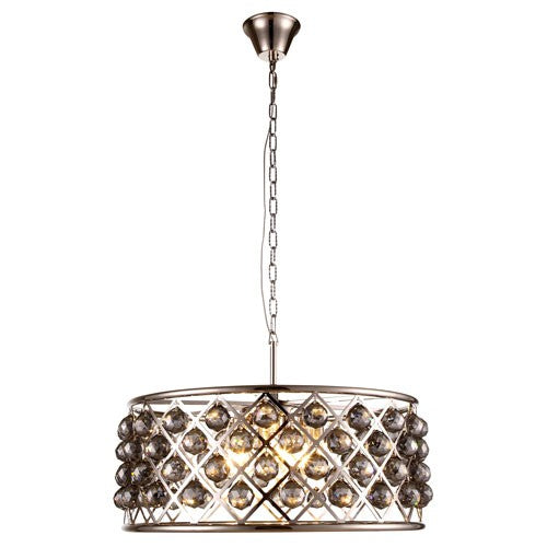 Madison Polished Nickel Six-Light Pendant with Faceted Silver Crystals