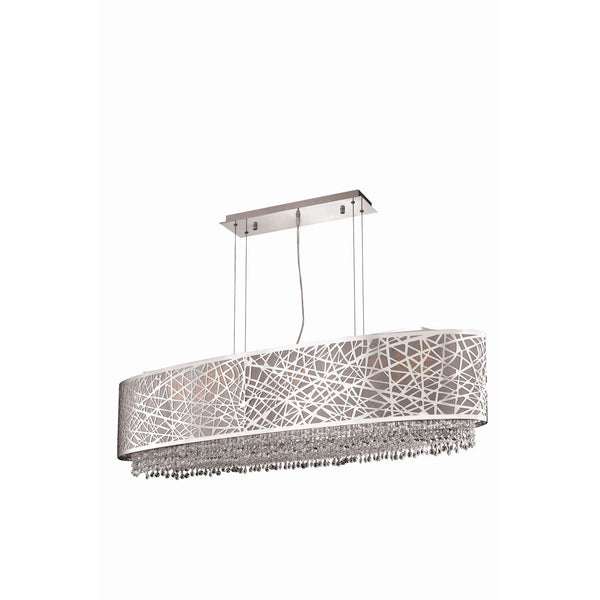 Moda Chrome Eight-Light Metal Shade Pendant with Rosaline and Clear Royal Cut Crystal