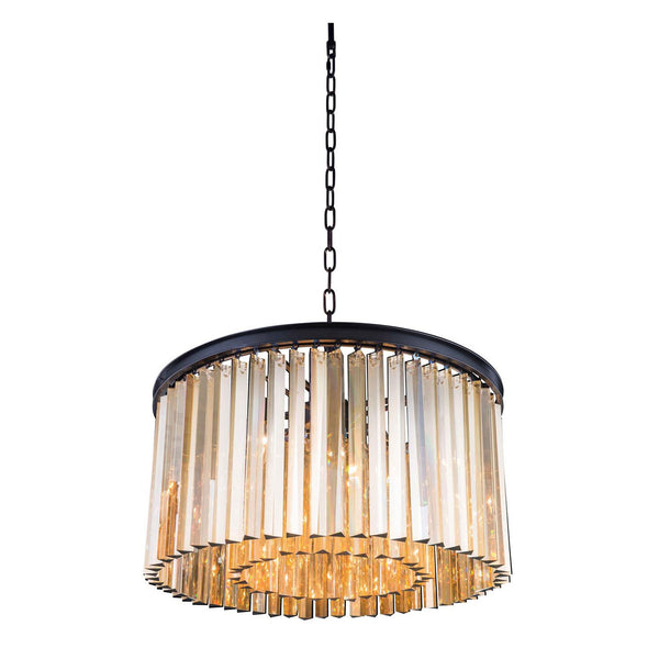 Sydney Mocha Brown Eight-Light Pendant with Royal Cut Golden Teak Crystals