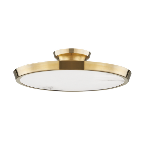 Led Flush Mount, LED, Aged Brass, Alabaster Shade, 15.5"W (3600-AGB A8ECA)