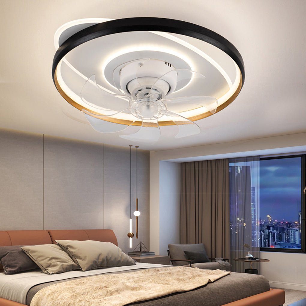 360° Rotatable LED Three-color Light Stepless Dimming Ceiling Fan Lamp with Remote Control