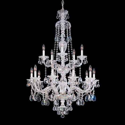 Sterling 15-Light Chandelier in Silver with Clear Heritage Crystals