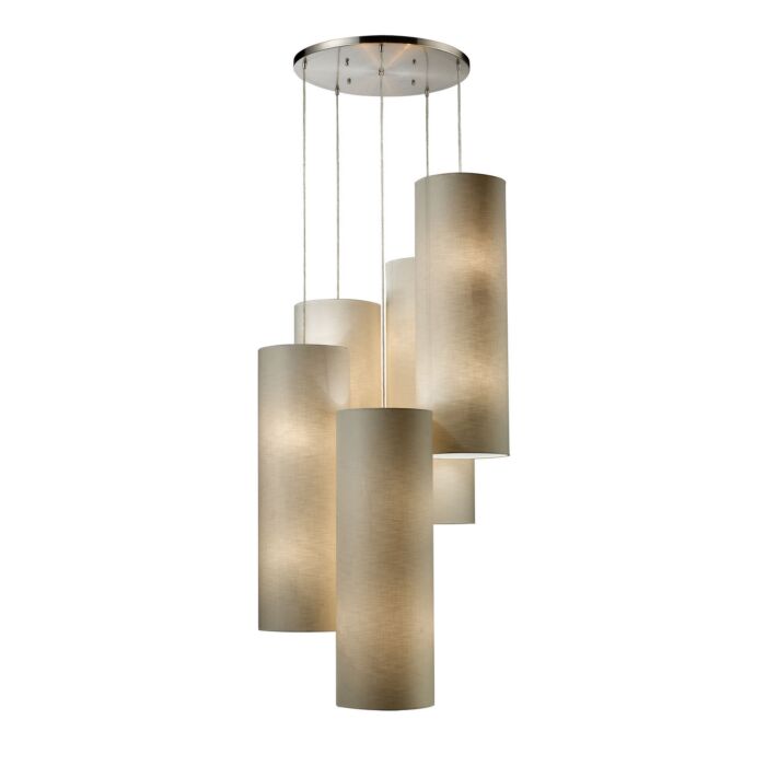 Fabric Cylinders 20-Light Pendant in Satin Nickel