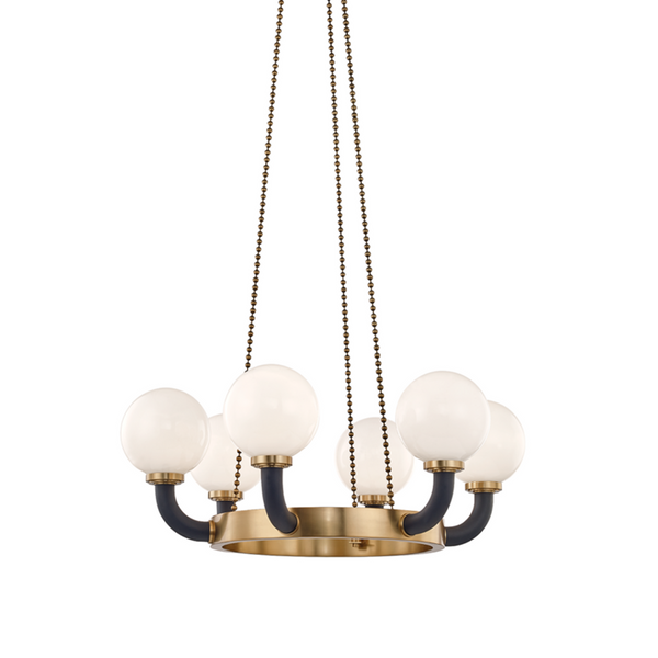 Pendant, 6-Light, Aged Brass, Black, 34.5"W (3636-AGB/BK A5HJK)