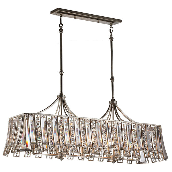 Silver Leaf Eight-Light Island Chandelier