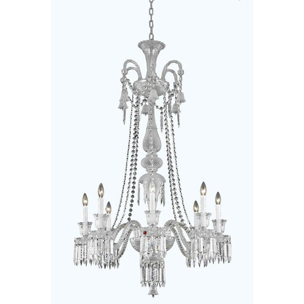 Majestic Chrome Eight-Light Chandelier with Elegant Cut Crystal