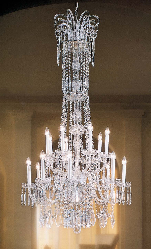 16 Lights Bohemian Crystal chandelier in polished chrome finish