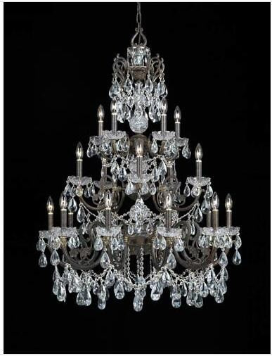 Bronze Clear Swarovski Strass Crystal Twenty-Light Chandelier