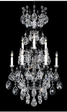 Black 10-Light Clear Heritage Handcut Crystal Chandelier, 21W x 40H x 21D