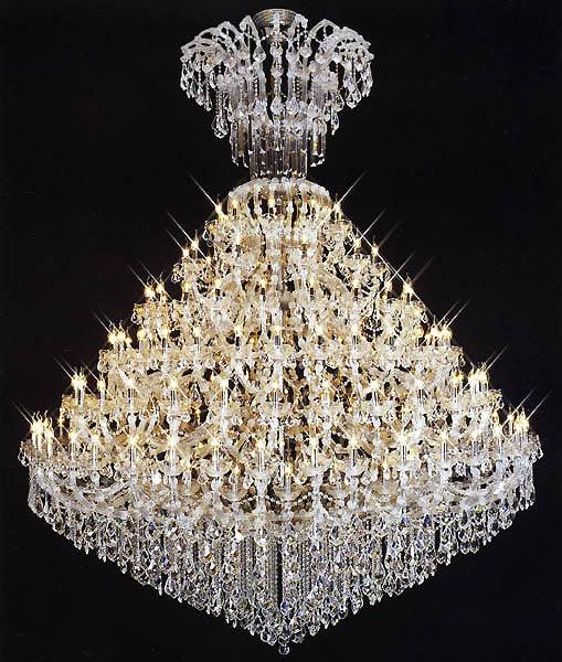 Polished chrome Maria Theresa chandelier dressed with chinese number one crystal