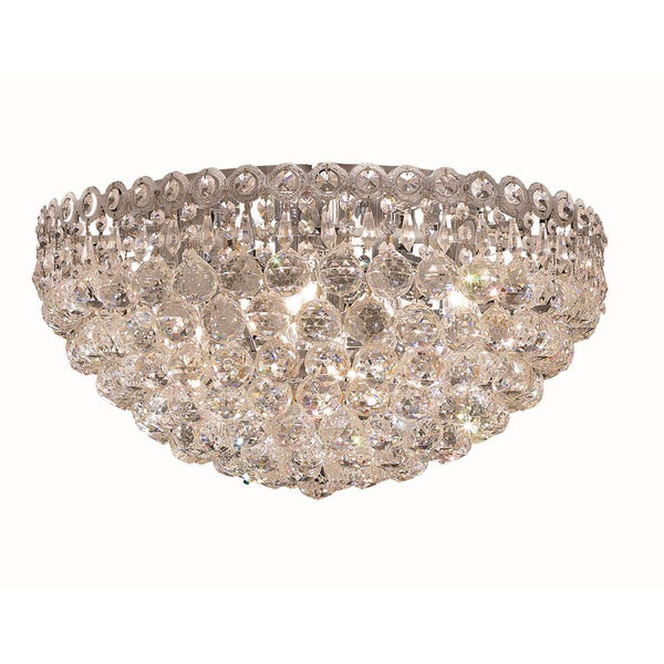 Century Round Chrome Nine-Light 20-Inch Flush Mount with Royal Cut Clear Crystal