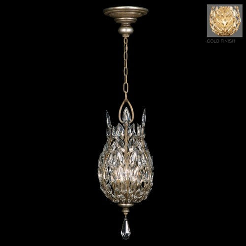 Crystal Laurel Gold Three-Light Lantern in Antiqued Gold Leafed Finish