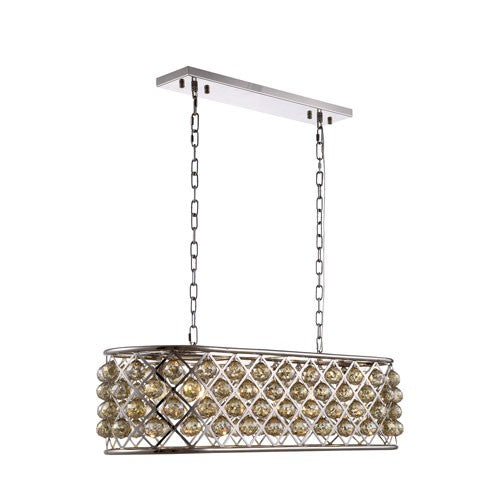 Madison Polished Nickel Six-Light Pendant with Golden Teak Crystals