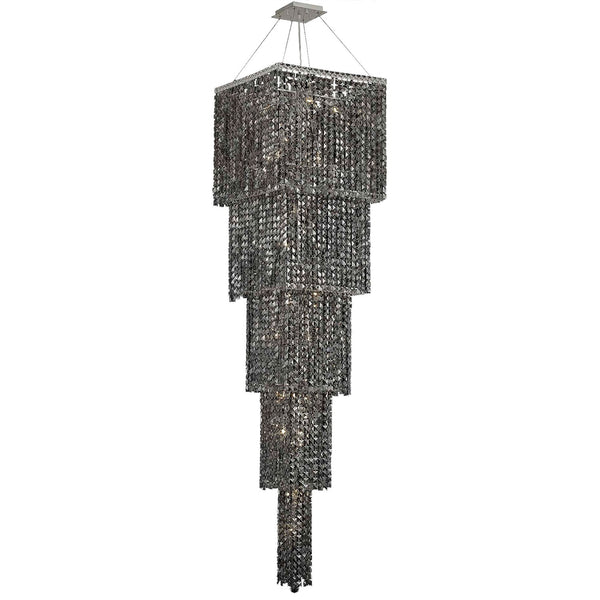 Maxim Chrome Twenty-Two Light 22-Inch Five-Tier Square Pendant with Royal Cut Silver Grey Crystal