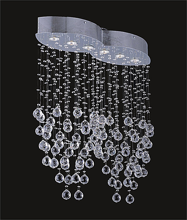 6 Lights contemporary crystal chandelier chrome plated base