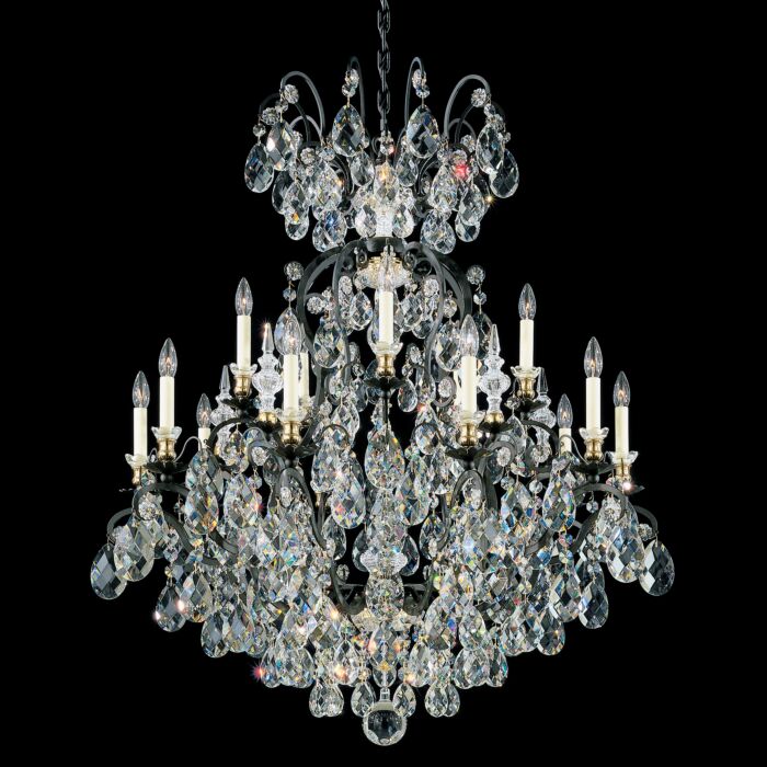 Renaissance 15-Light Chandelier in Black with Clear Heritage Crystals