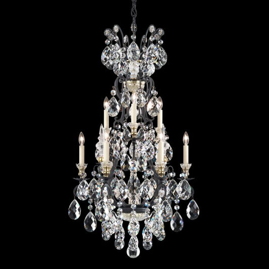 Renaissance 9-Light Chandelier in Black with Clear Heritage Crystals