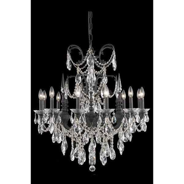 Bronze 12-Light Chandelier with Royal Cut Crystal