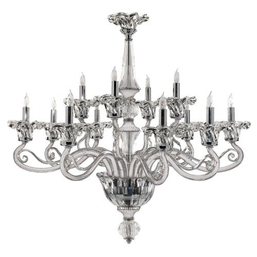 Chrome and Clear Glass 12-Light Chandelier