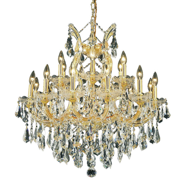 Maria Theresa Gold Nineteen-Light 30-Inch Chandelier with Royal Cut Clear Crystal