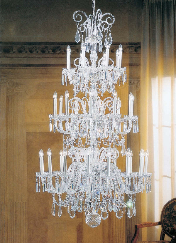 34 Lights Bohemian Crystal chandelier in polished chrome finish