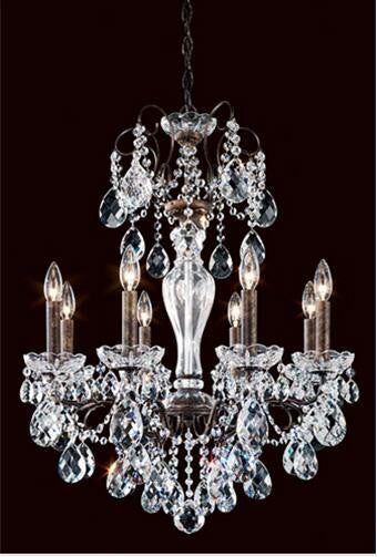 Bronze Eight-Light Chandelier with Clear Heritage Crystal