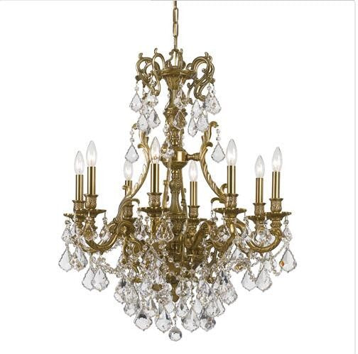 Brass Eight-Light Chandelier with Swarovski Strass Crystal