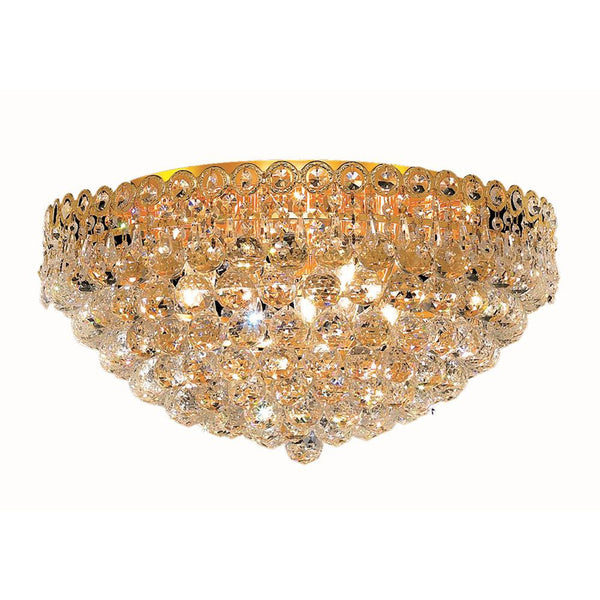 Century Round Gold Nine-Light 20-Inch Flush Mount with Royal Cut Clear Crystal