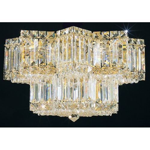 Gold Nine-Light Clear Gemcut Flush Mount Light, 17W x 10.5H x 17D