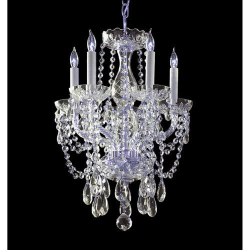 Polished Chrome Five-Light Hand Cut Crystal Chandelier