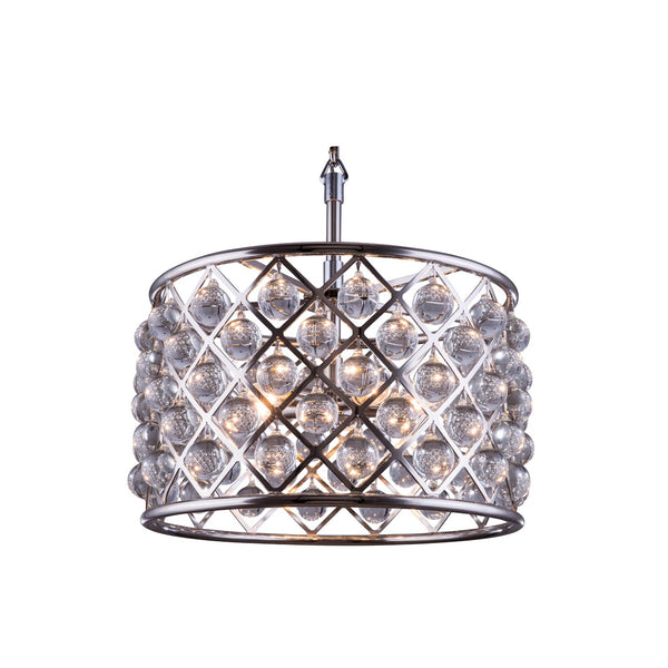 Madison Polished Nickel Six-Light Pendant with Royal Cut Clear Crystals