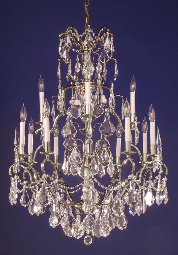 13 lights wrought iron crystal chandelier in plished chrome finish