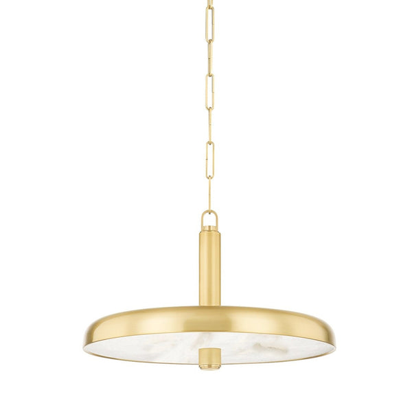 Pendant, 1-Light, LED, Aged Brass, Alabaster Shade, 19.75"W (3820-AGB ACJWC)