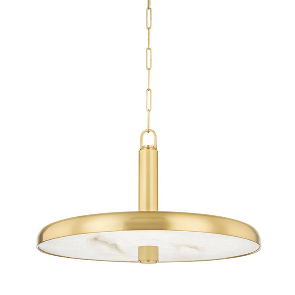 Pendant, 1-Light, LED, Aged Brass, Alabaster Shade, 28"W (3828-AGB ACJWF)