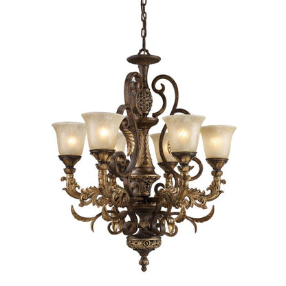 Regency 6-Light Chandelier in Burnt Bronze