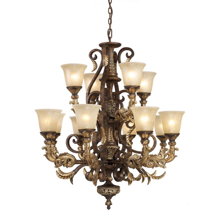 Regency 12-Light Chandelier in Burnt Bronze