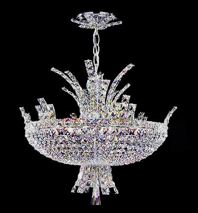 8 light basket crystal chandelier in chrome finish