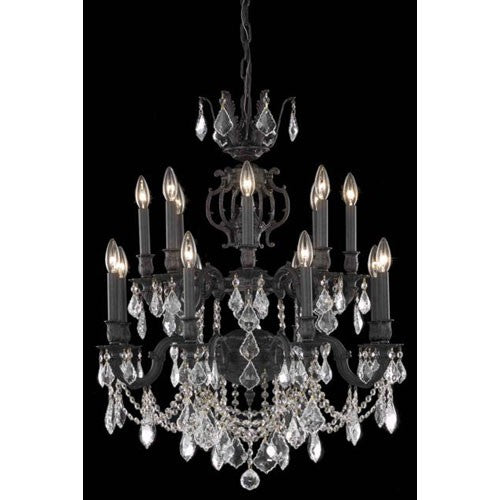 Marseille Dark Bronze Sixteen-Light Chandelier with Clear Royal Cut Crystals