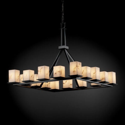 16-Light Matte Black Ring Chandelier