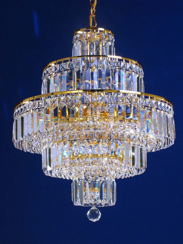 12 lights crystal chandelier in gold plated finish