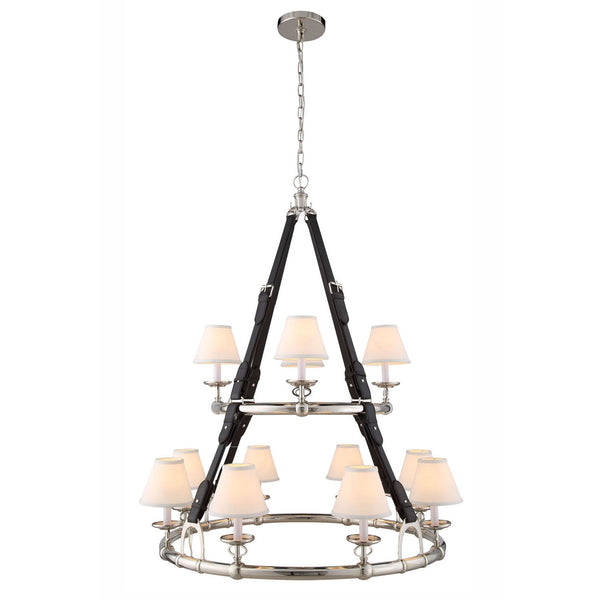 Cascade Polished Nickel Twelve-Light Chandelier