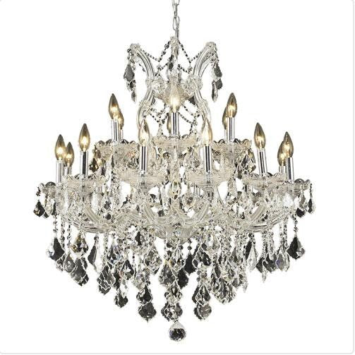 Chrome Nineteen-Light 30-Inch Chandelier with Royal Cut Clear Crystal