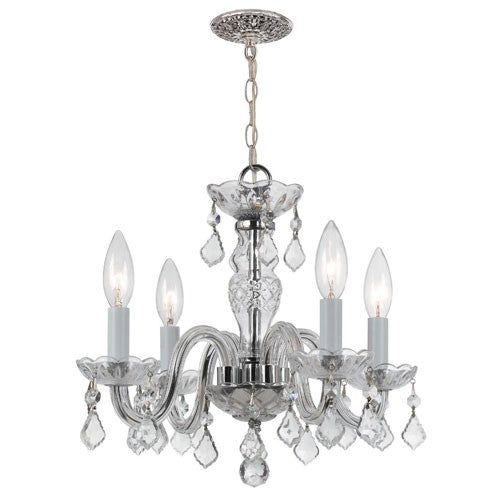 Polished Chrome Four-Light Chandelier with Swarovski Elements Crystals