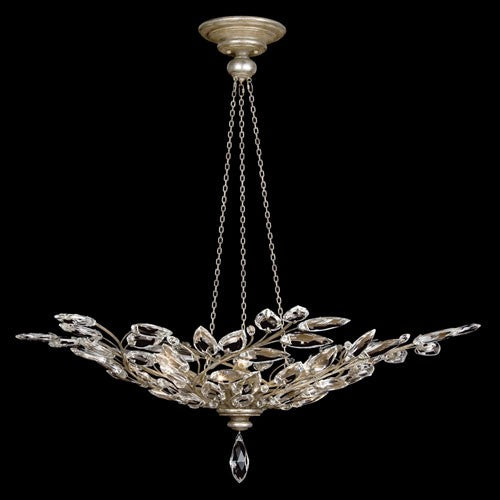 Crystal Laurel Six-Light Pendant in Warm Silver Leaf Finish