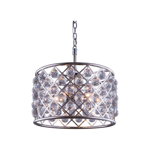 Madison Polished Nickel Six-Light Pendant with Royal Cut Clear Crystals