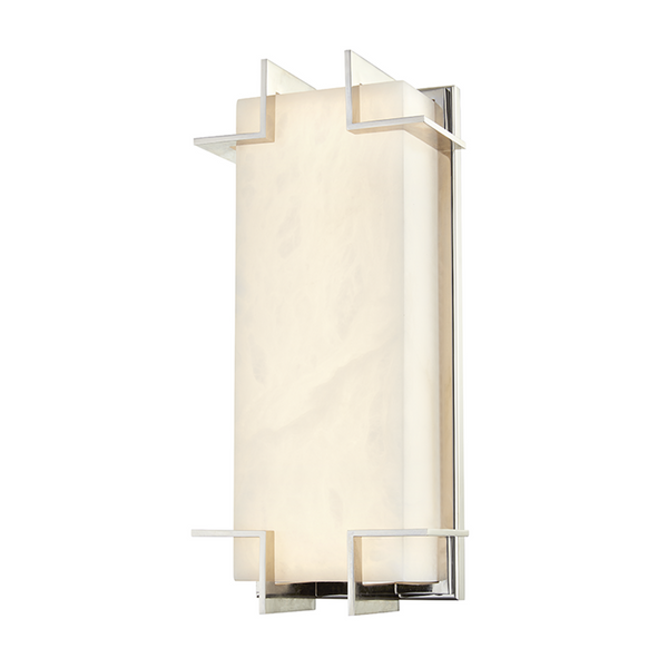 Wall Sconce, 1-Light, LED, Polished Nickel, Alabaster Diffuser, 14.75"H (3915-PN A2JV2)